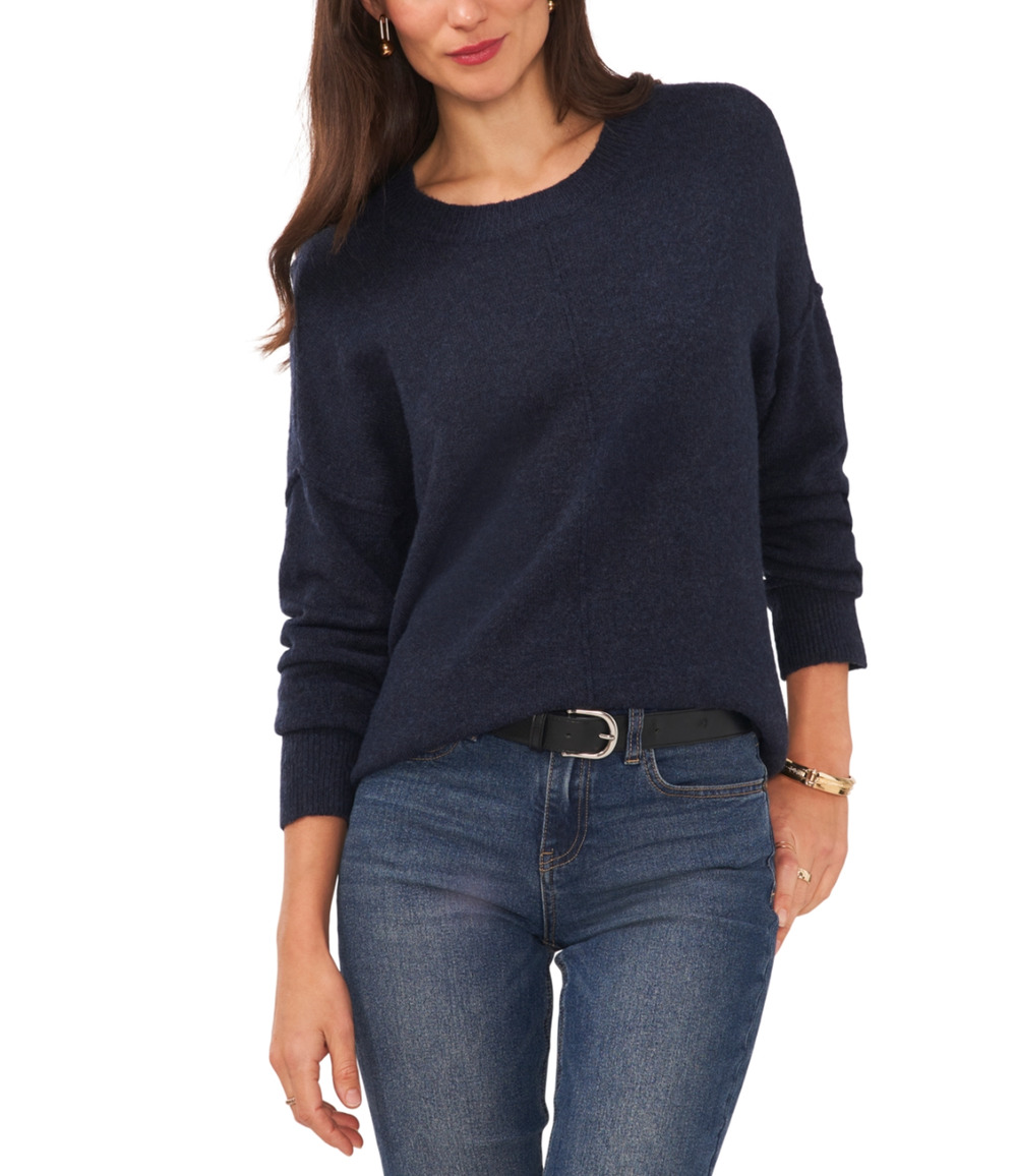Vince Camuto Women Cozy Long Sleeve Extend Shoulder Sweater Vintage Blue Size XL